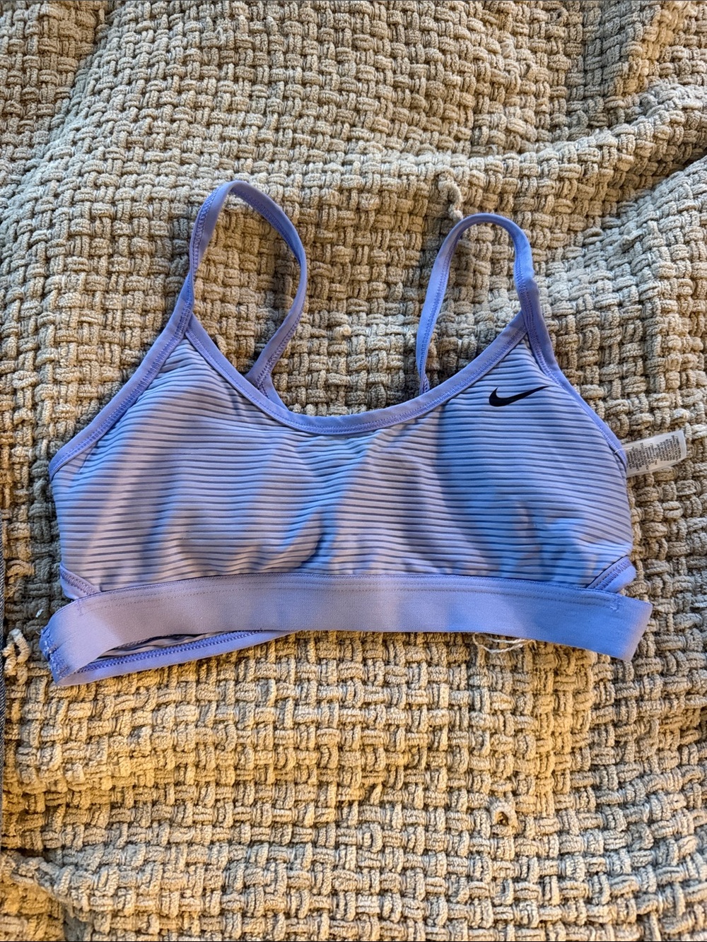 Nike Lavender Striped Light-Support Sports Bra with Thin Straps